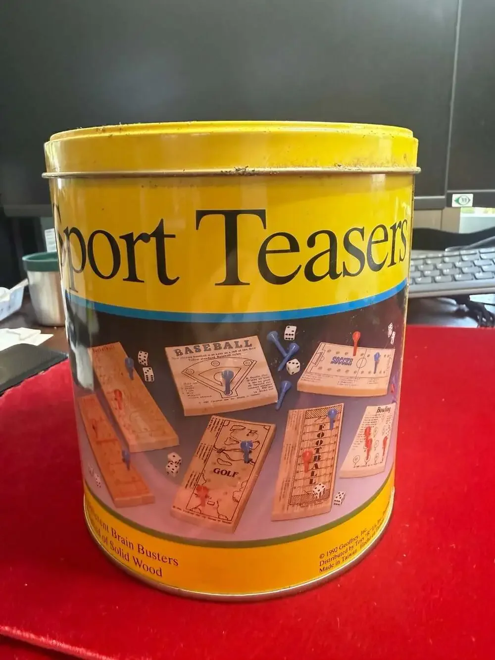 Vintage 1990 Sport Teasers 7 Wood Peg Games in Tin by Cardinal Industries(d)